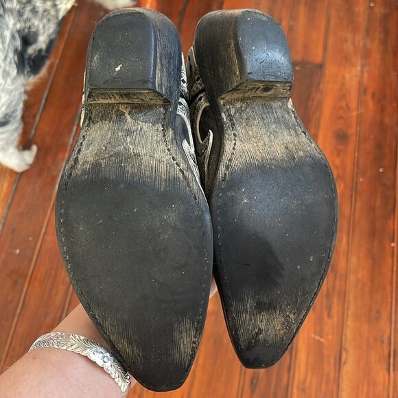 Leather embroidered pull on western cowboy rodeo boots sz 7 - Picture 5 of 5